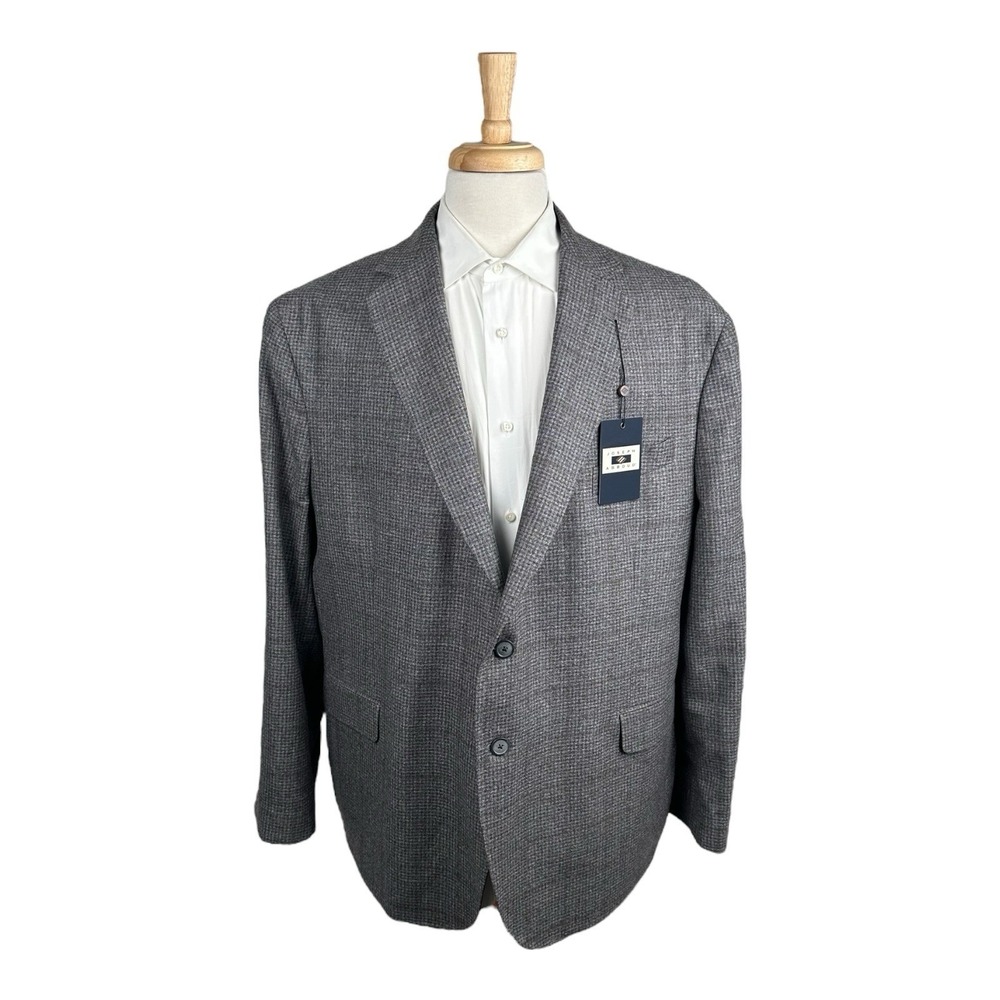 Joseph Abboud Blue Brown Unstructured Check Lanificio Pray Blazer Size 50R NWT